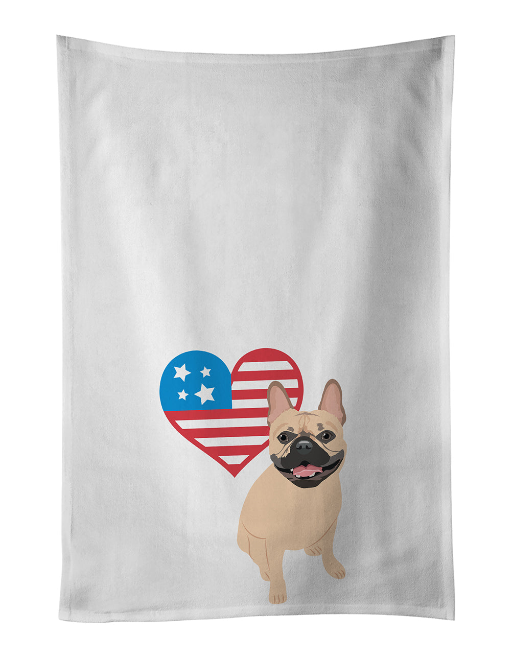 Buy this French Bulldog Fawn #2 Patriotic White Kitchen Towel Set of 2