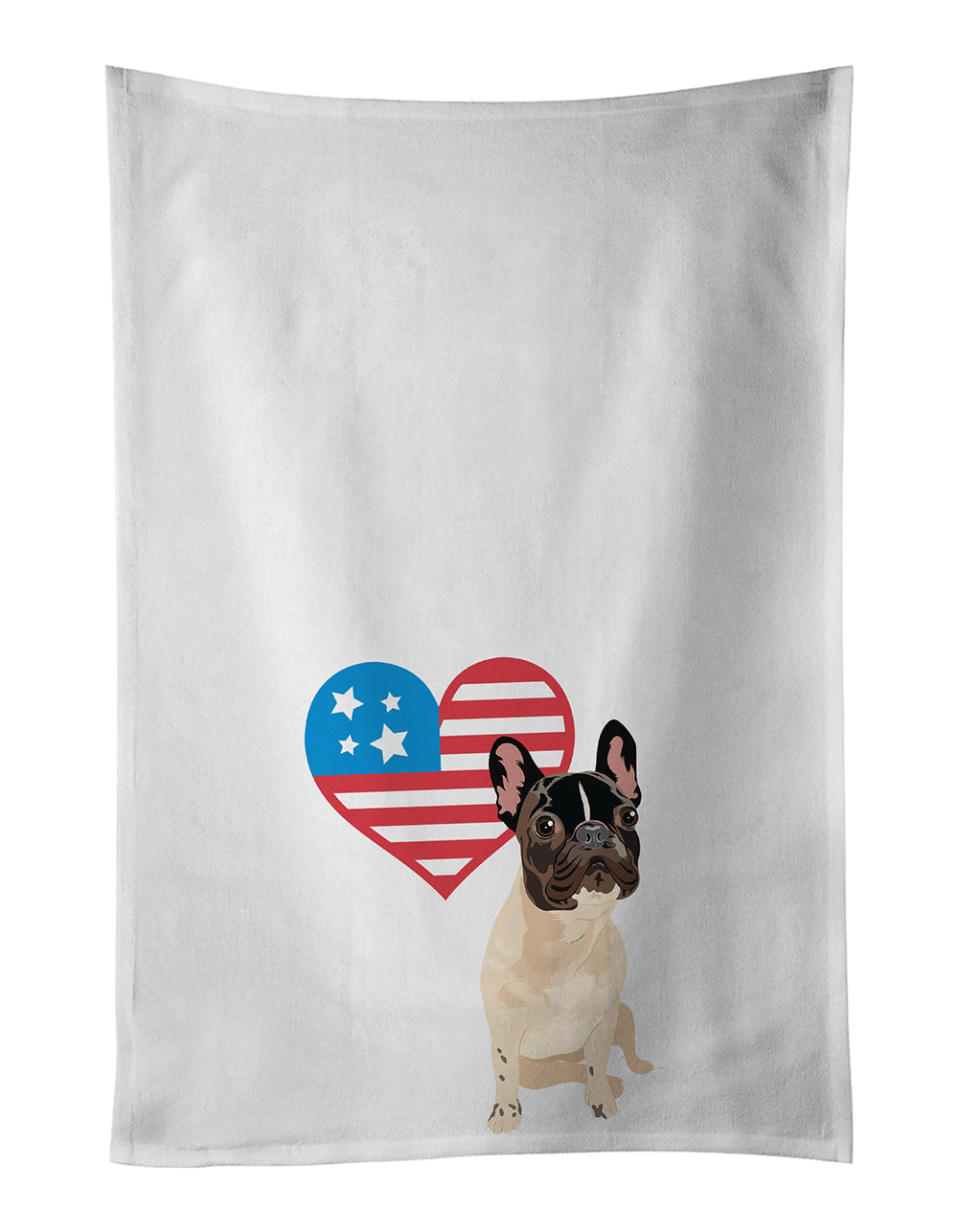 Buy this French Bulldog Fawn #3 Patriotic White Kitchen Towel Set of 2