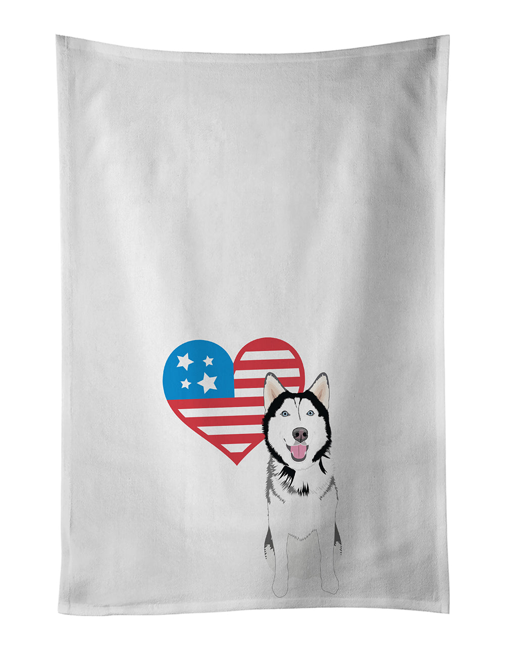 Buy this Siberian Husky Black and White #1 Patriotic White Kitchen Towel Set of 2