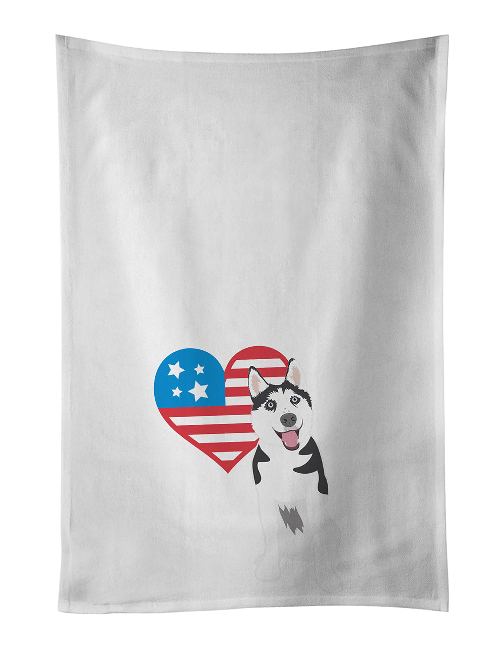 Buy this Siberian Husky Black and White #2 Patriotic White Kitchen Towel Set of 2