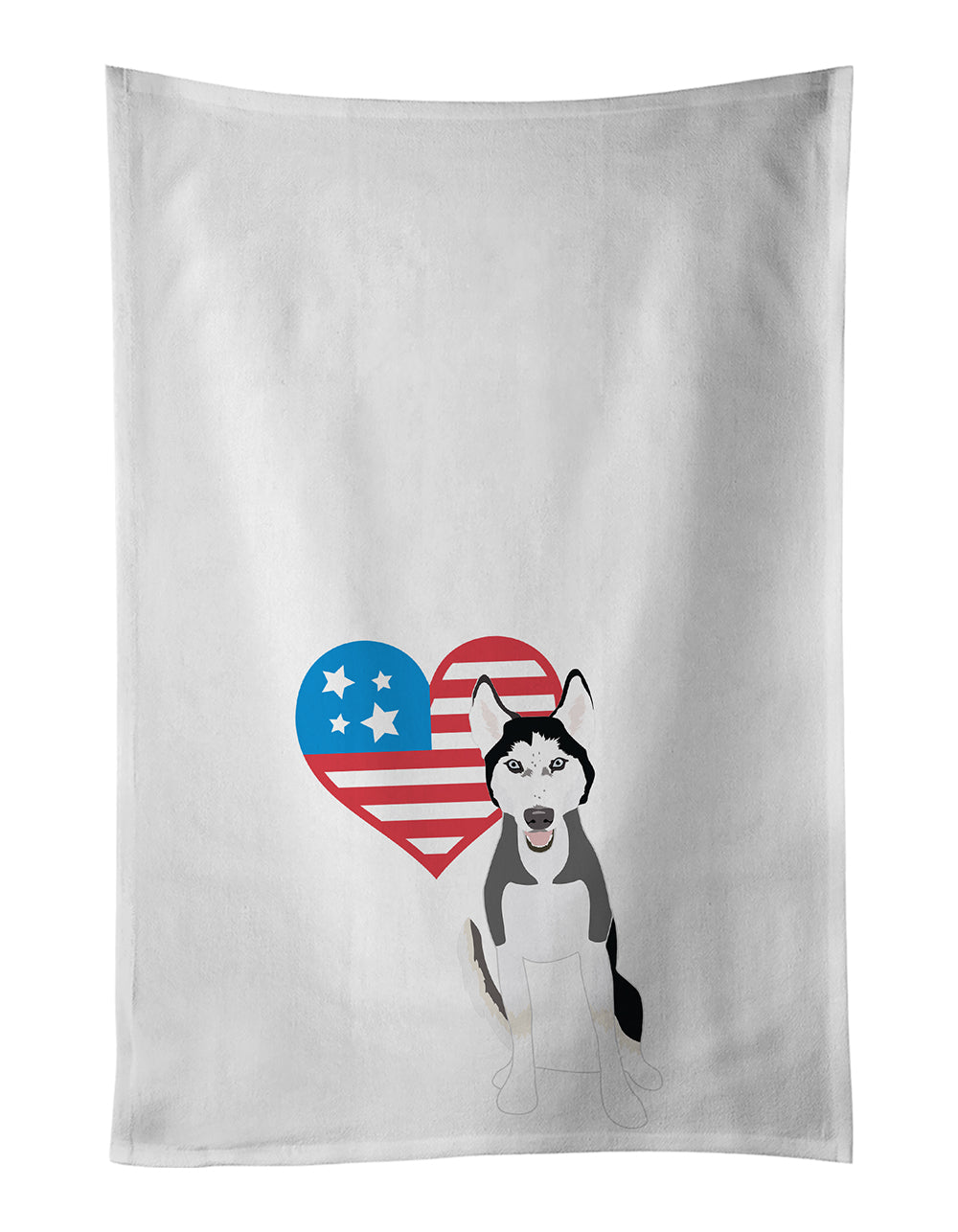 Buy this Siberian Husky Black and White #3 Patriotic White Kitchen Towel Set of 2