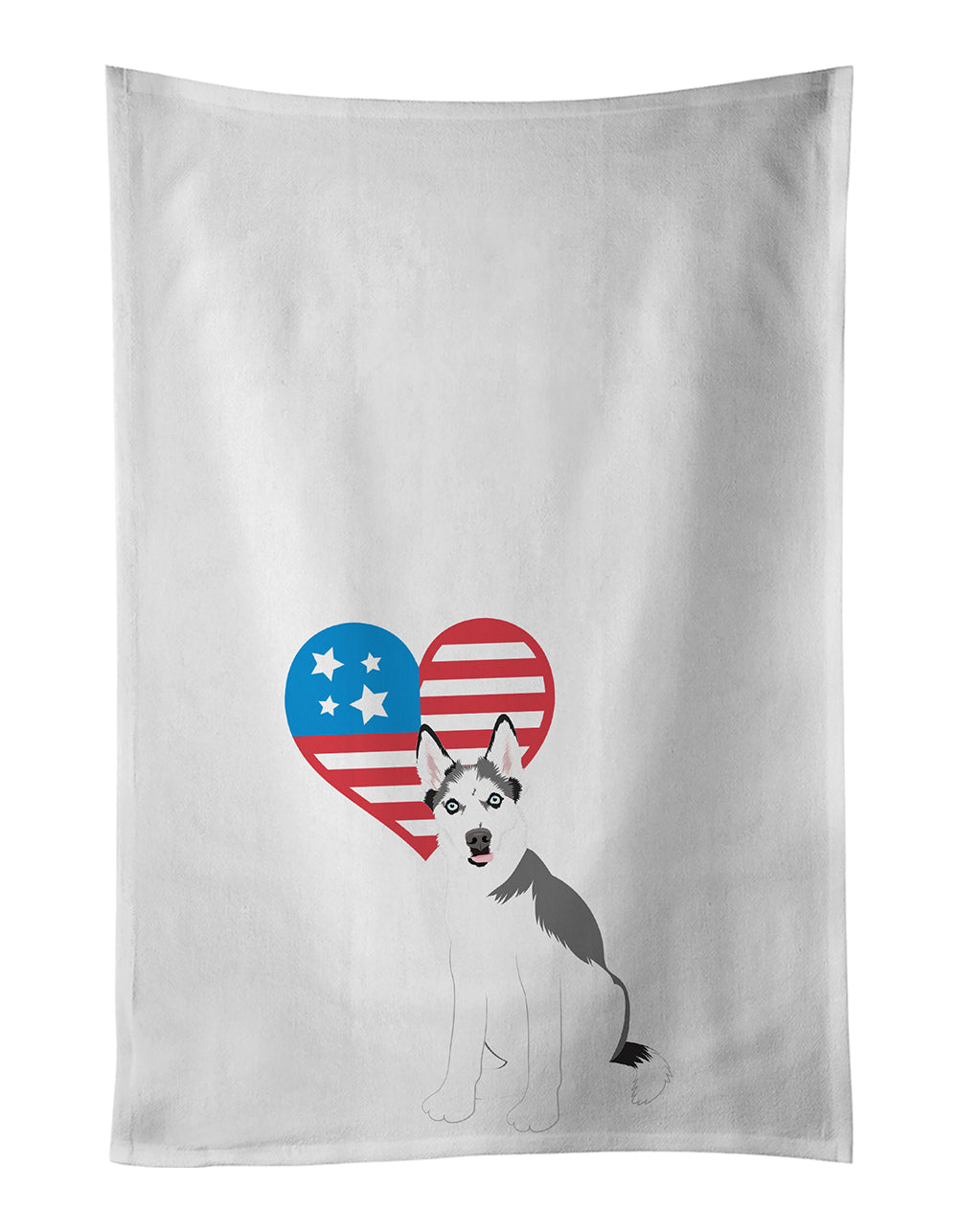 Buy this Siberian Husky Puppy Patriotic White Kitchen Towel Set of 2