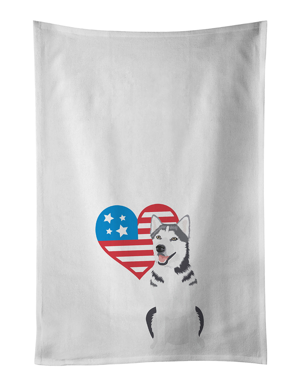 Buy this Siberian Husky Silver and White #1 Patriotic White Kitchen Towel Set of 2