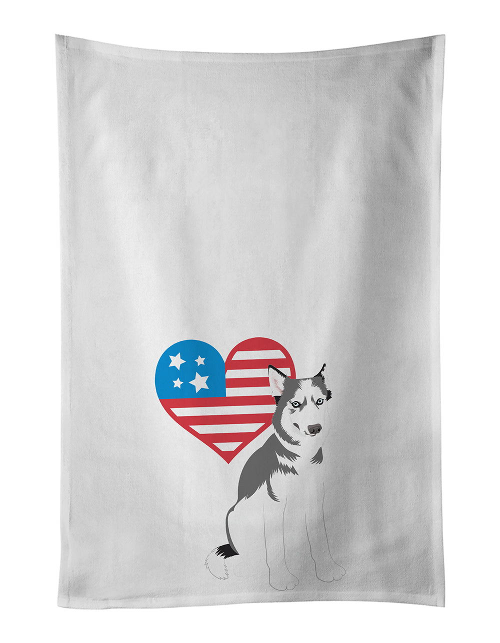 Buy this Siberian Husky Silver and White #2 Patriotic White Kitchen Towel Set of 2