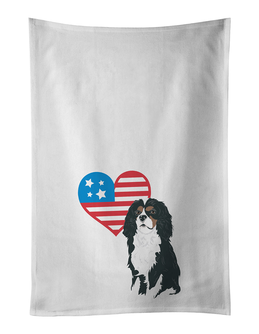 Buy this Cavalier King Charles Spaniel Tricolor #1 Patriotic White Kitchen Towel Set of 2