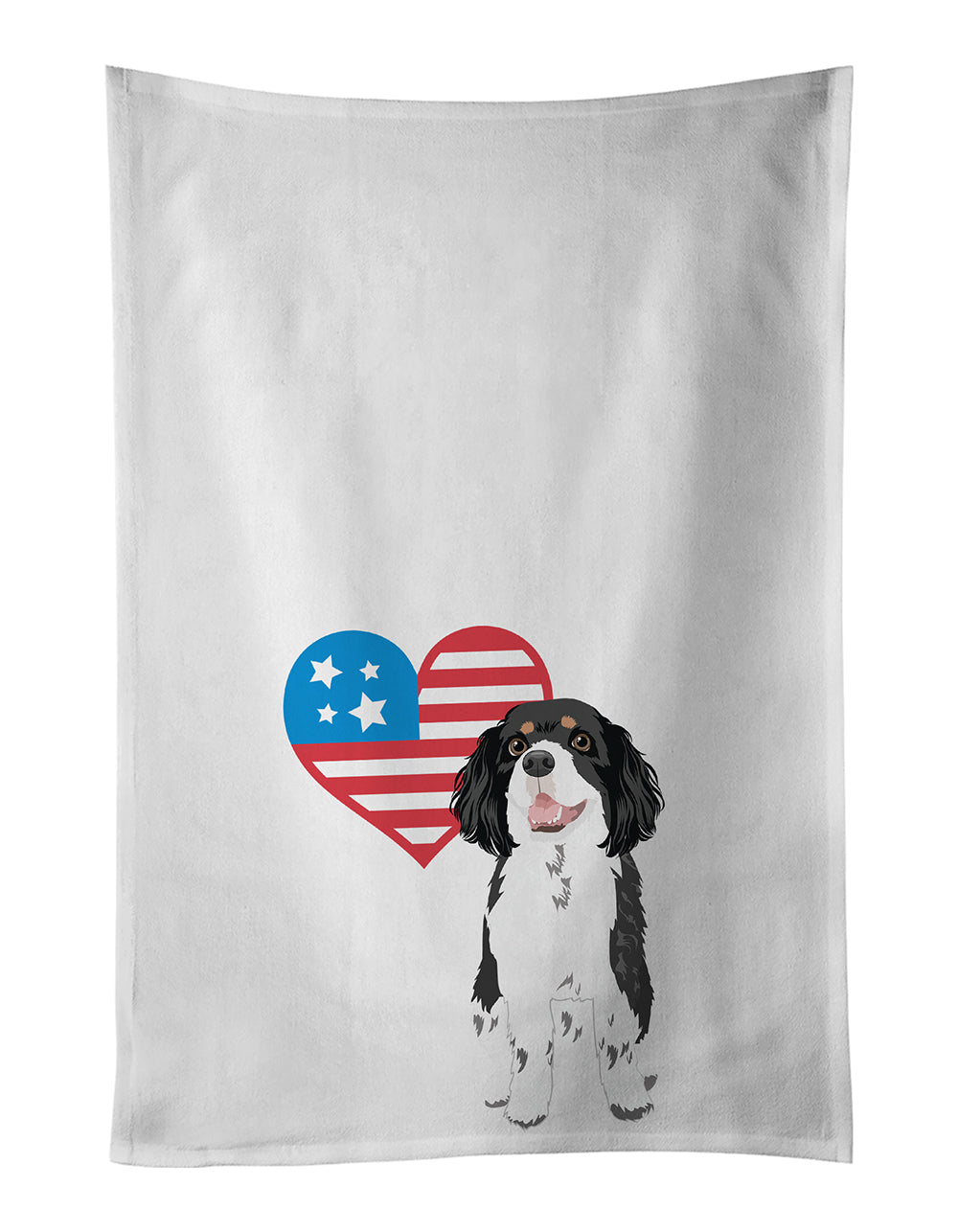 Buy this Cavalier King Charles Spaniel Tricolor #2 Patriotic White Kitchen Towel Set of 2