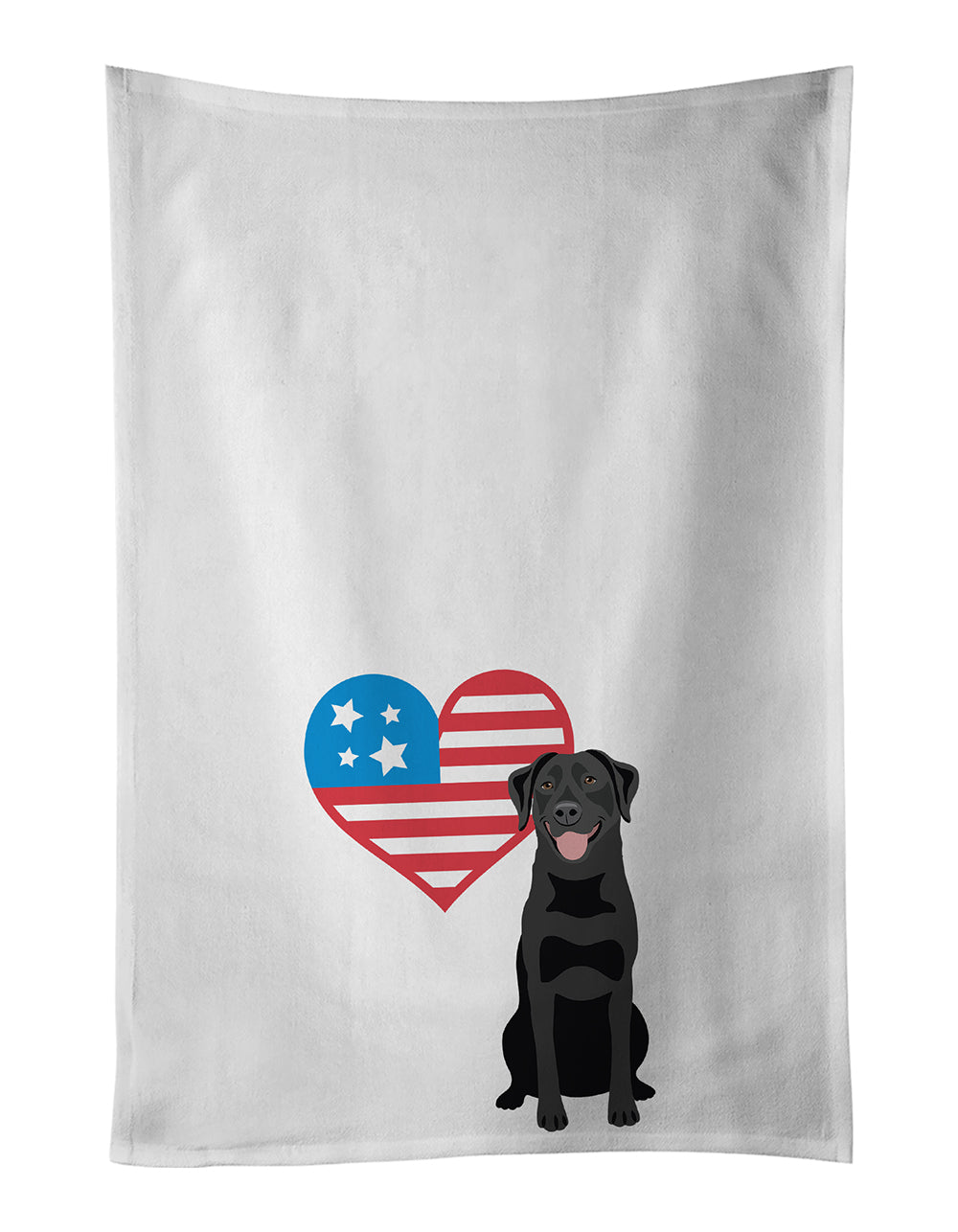 Buy this Labrador Retriever Black #1 Patriotic White Kitchen Towel Set of 2
