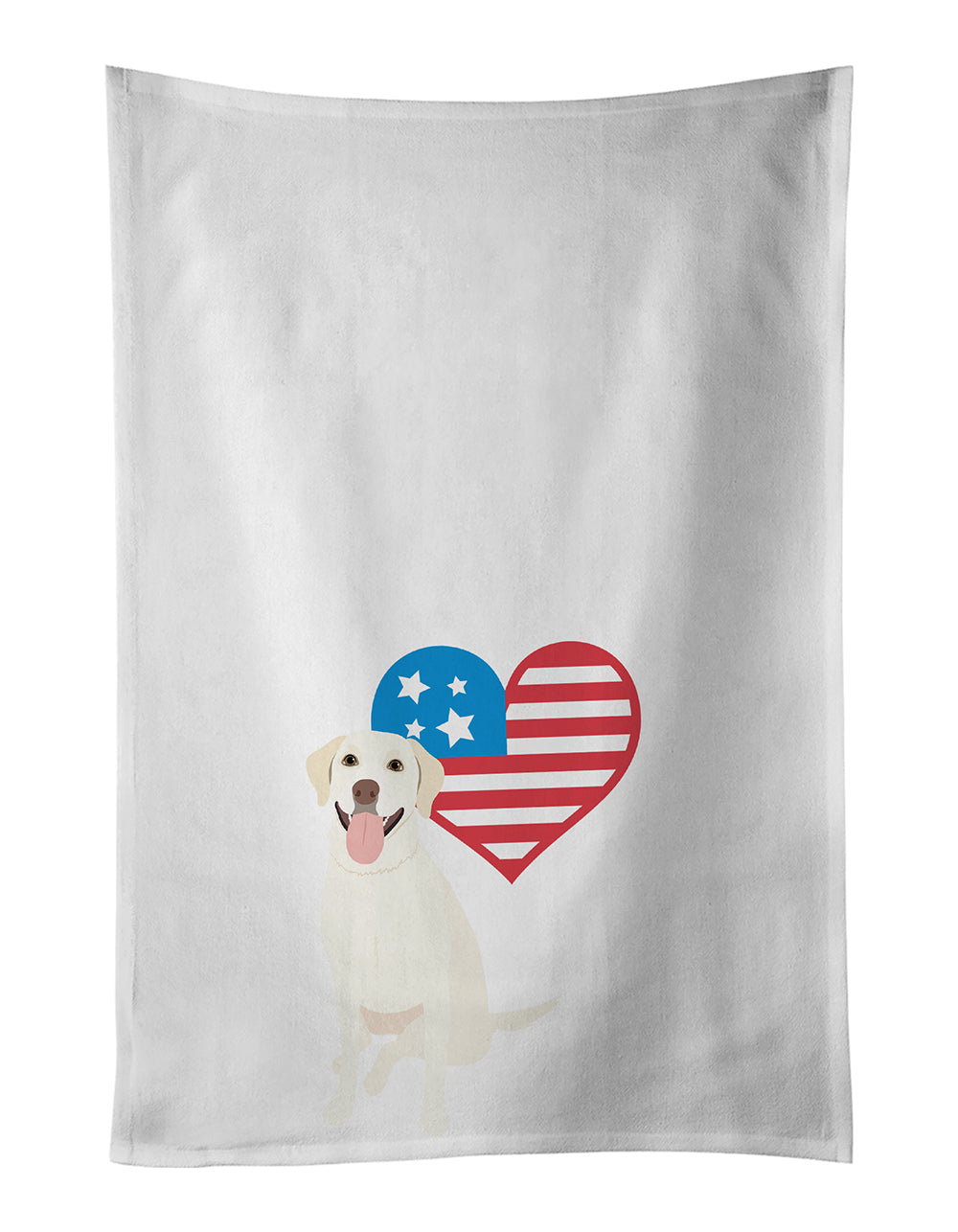 Buy this Labrador Retriever Yellow #1 Patriotic White Kitchen Towel Set of 2
