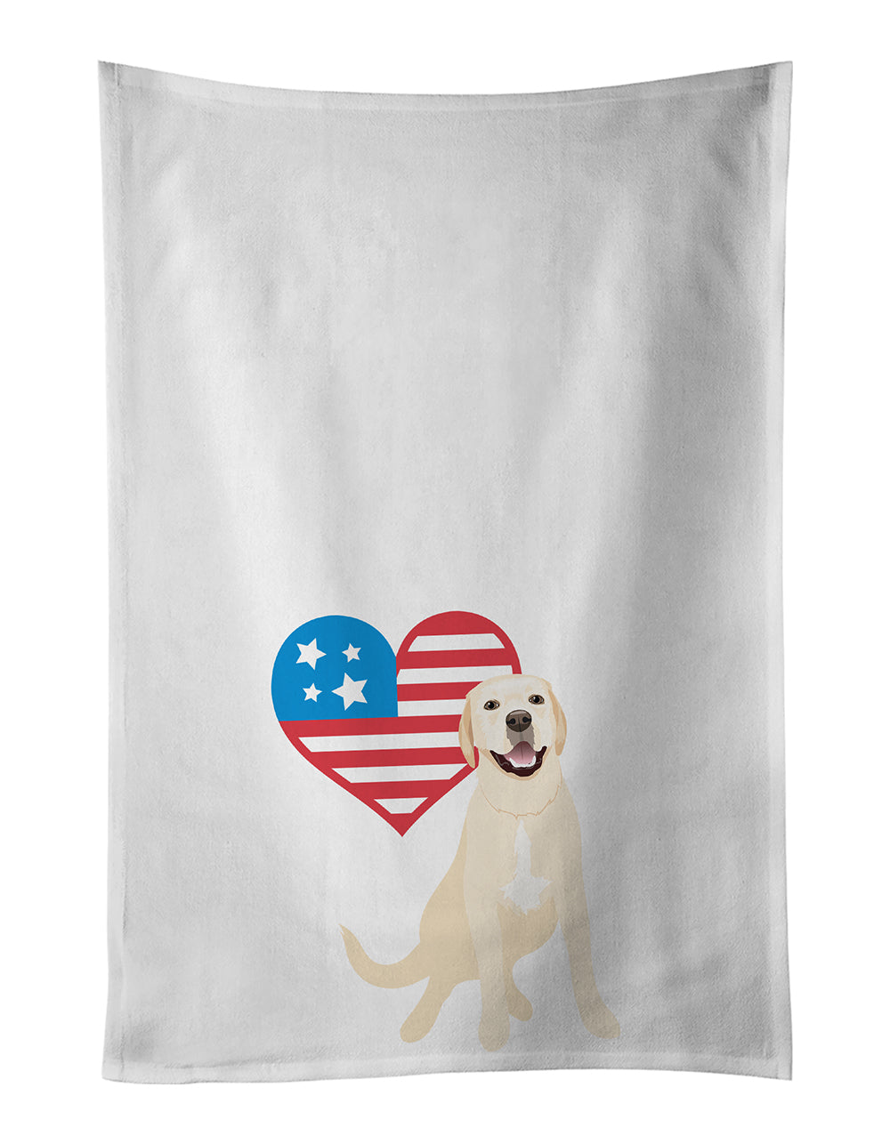 Buy this Labrador Retriever Yellow #2 Patriotic White Kitchen Towel Set of 2