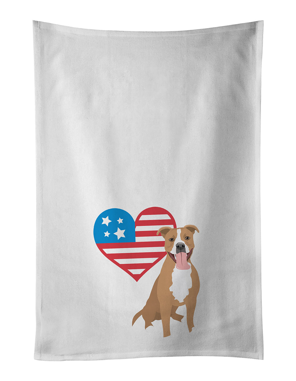 Buy this Pit Bull Fawn #2 Patriotic White Kitchen Towel Set of 2