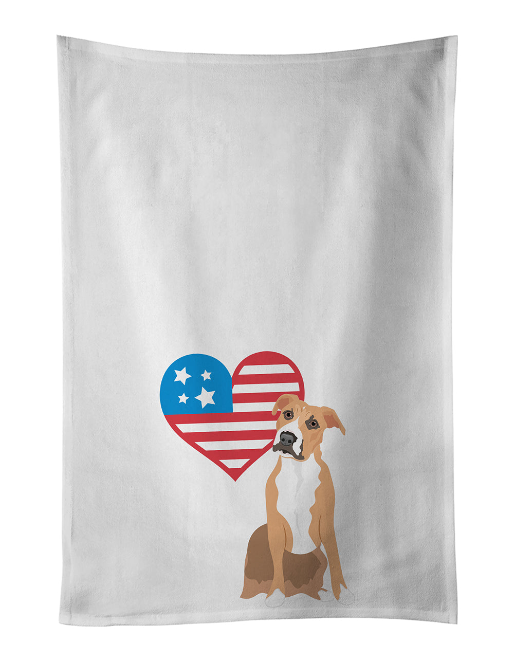 Buy this Pit Bull Fawn #3 Patriotic White Kitchen Towel Set of 2