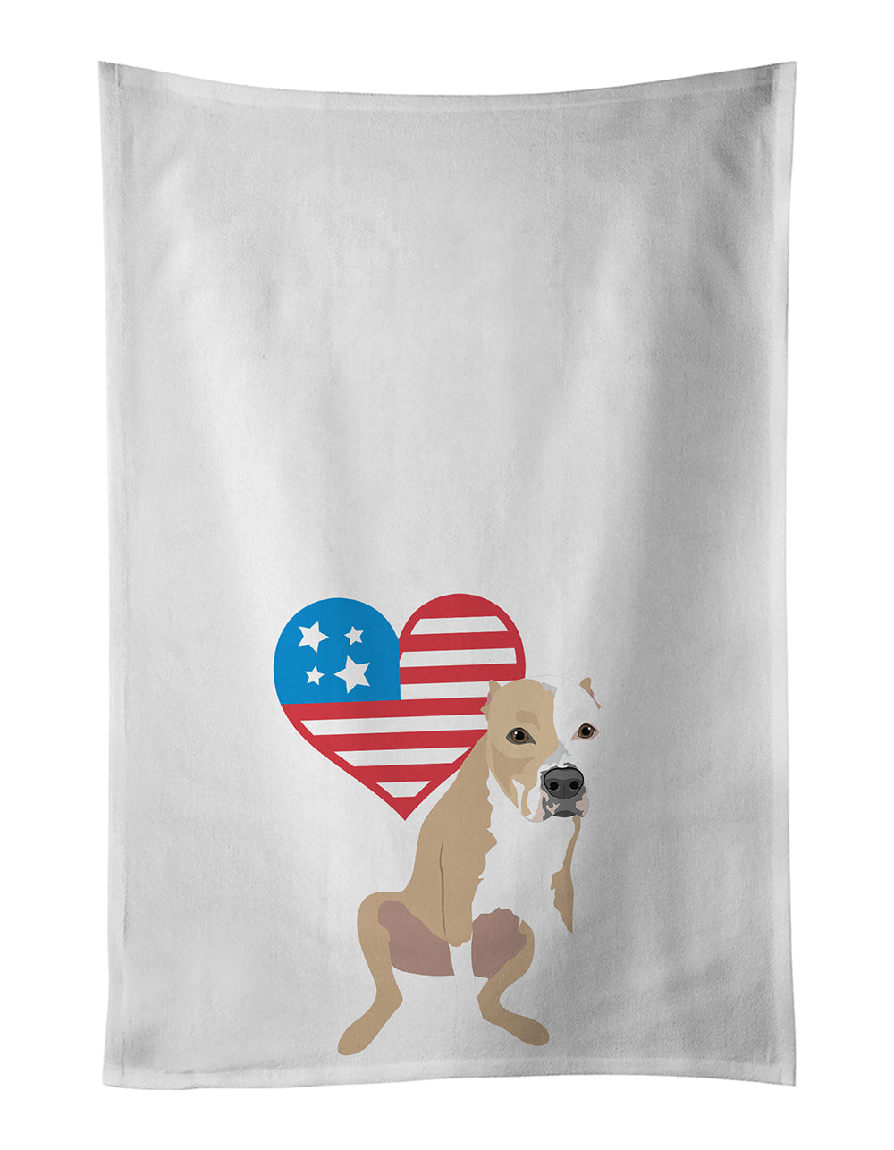 Buy this Pit Bull Fawn #4 Patriotic White Kitchen Towel Set of 2
