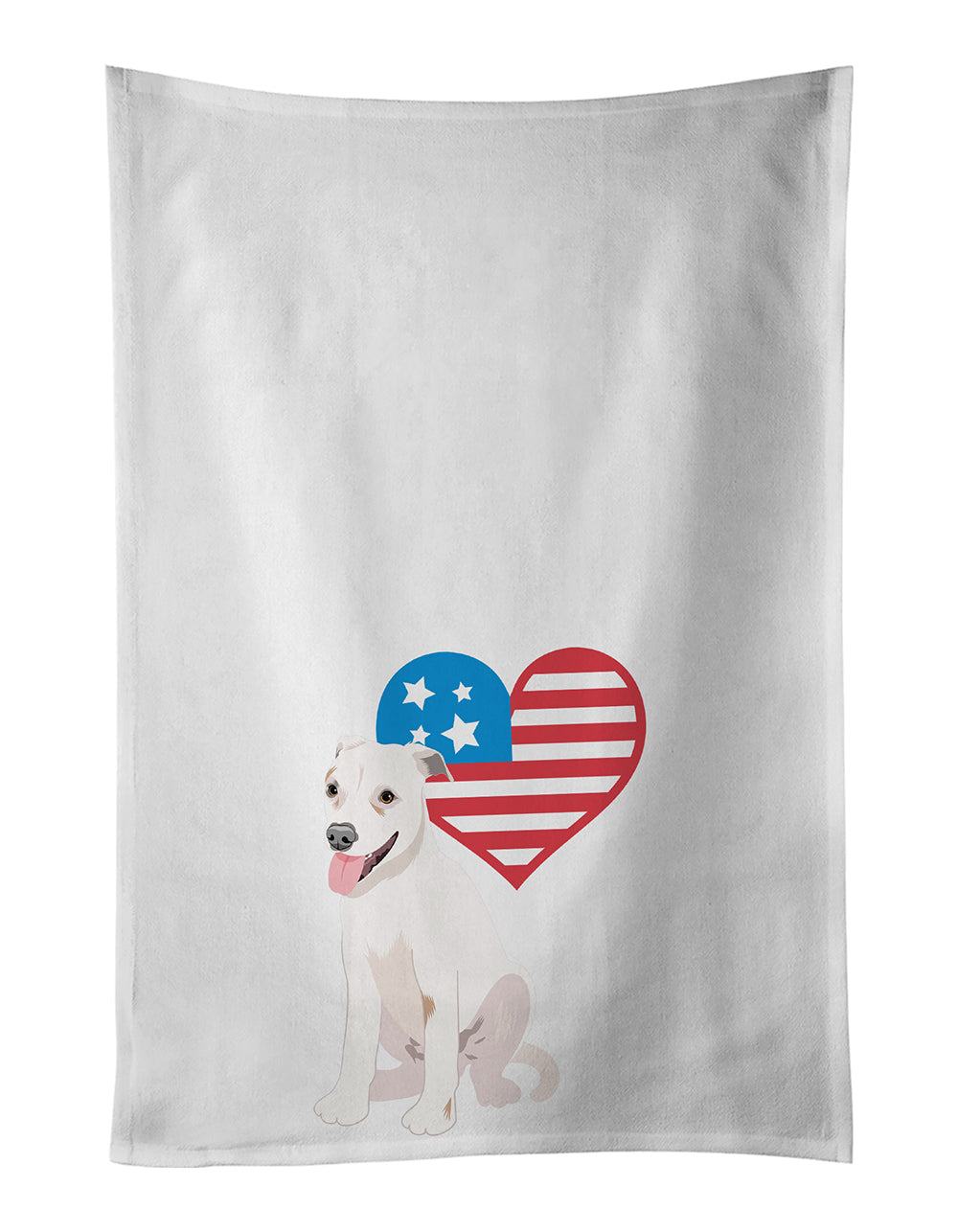 Caroline's Treasures Pit Bull Puppy Patriotic White Kitchen Towel Set of 2