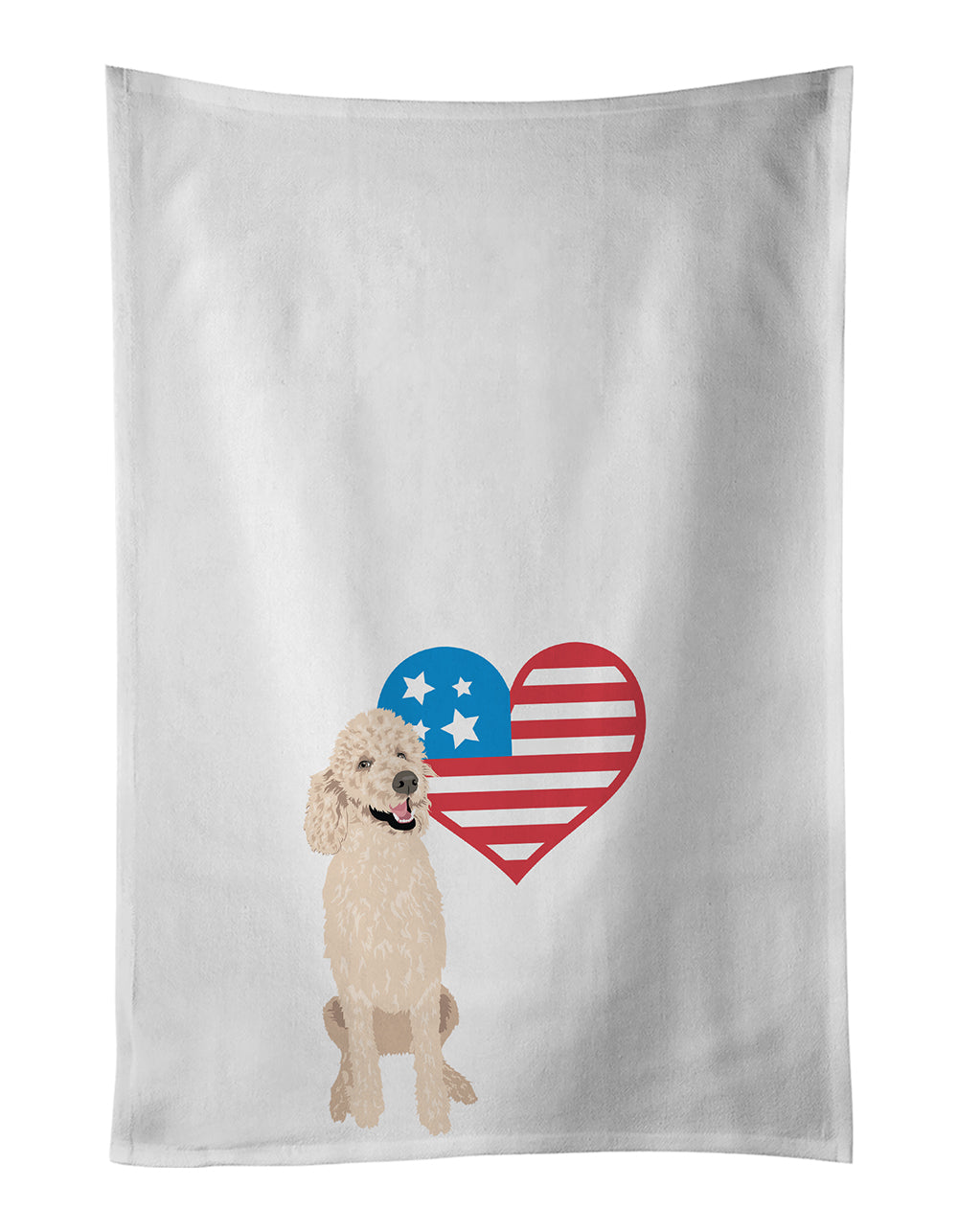 Buy this Poodle Standard Cafe Au Lait Patriotic White Kitchen Towel Set of 2