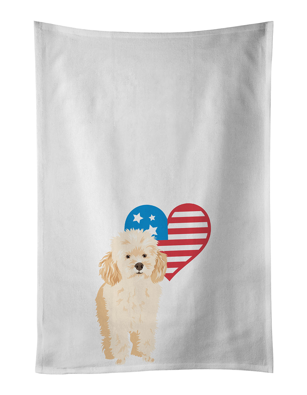 Buy this Poodle Toy Apricot #2 Patriotic White Kitchen Towel Set of 2