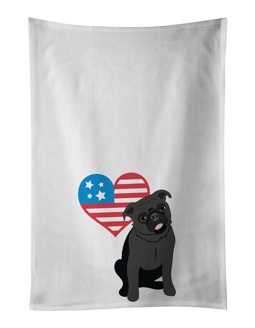 Buy this Pug Black #1 Patriotic White Kitchen Towel Set of 2