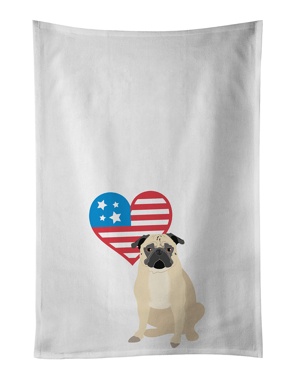 Buy this Pug Fawn #1 Patriotic White Kitchen Towel Set of 2