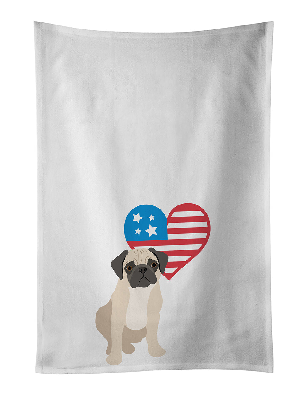 Buy this Pug Fawn #3 Patriotic White Kitchen Towel Set of 2