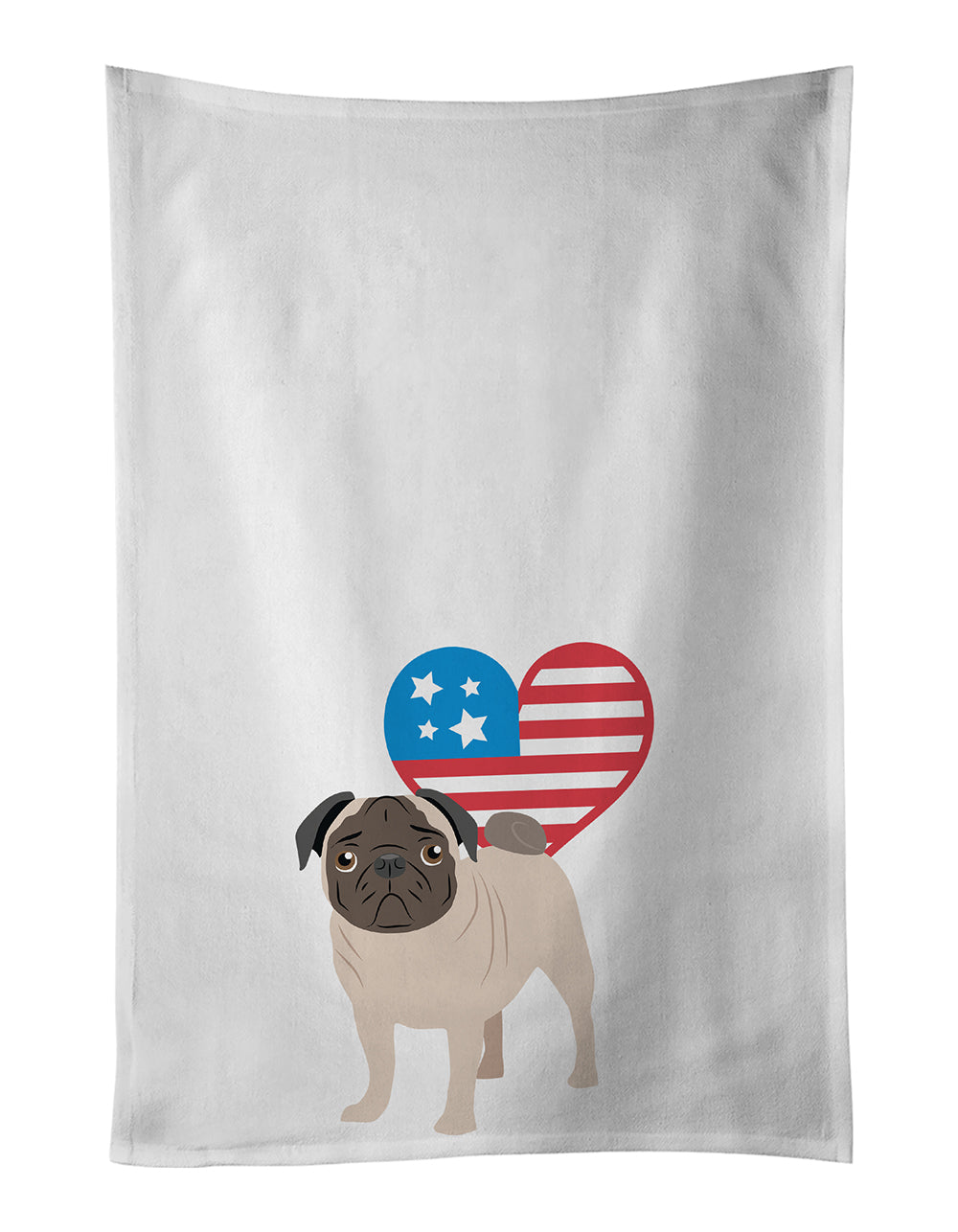 Buy this Pug Fawn #4 Patriotic White Kitchen Towel Set of 2