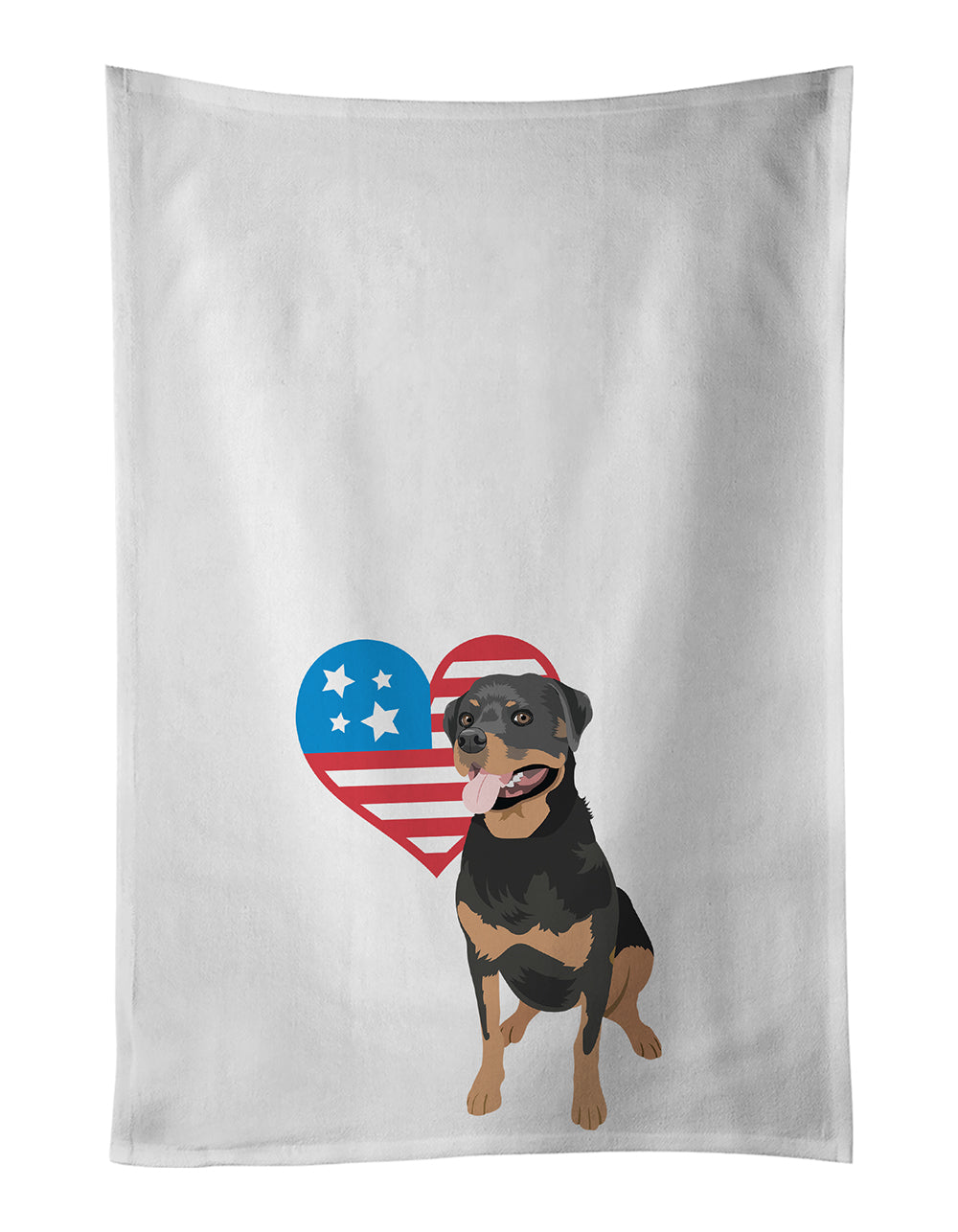 Buy this Rottweiler Black and Tan #1 Patriotic White Kitchen Towel Set of 2