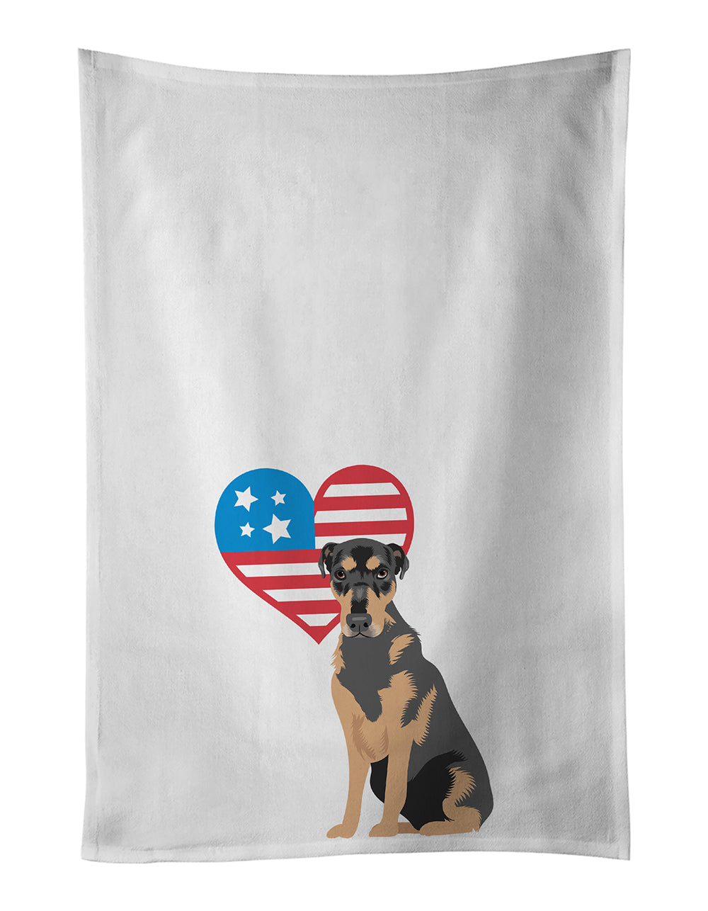 Buy this Rottweiler Black and Tan #2 Patriotic White Kitchen Towel Set of 2