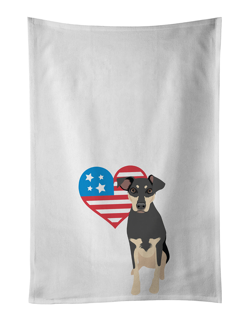 Buy this Rottweiler Black and Tan #3 Patriotic White Kitchen Towel Set of 2