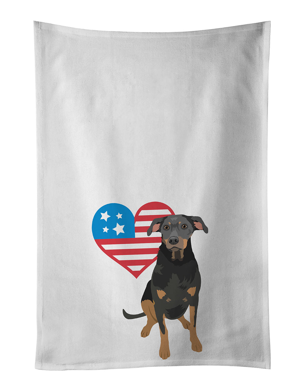 Buy this Rottweiler Black and Tan #5 Patriotic White Kitchen Towel Set of 2