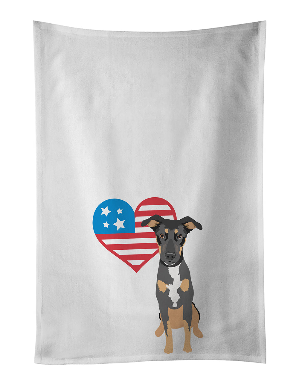 Buy this Rottweiler Black and Tan #6 Patriotic White Kitchen Towel Set of 2