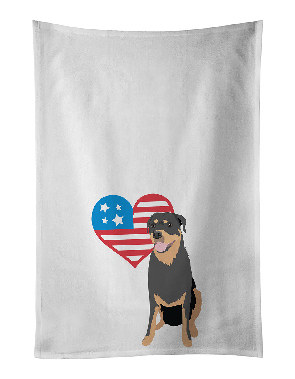 Buy this Rottweiler Black and Tan #7 Patriotic White Kitchen Towel Set of 2