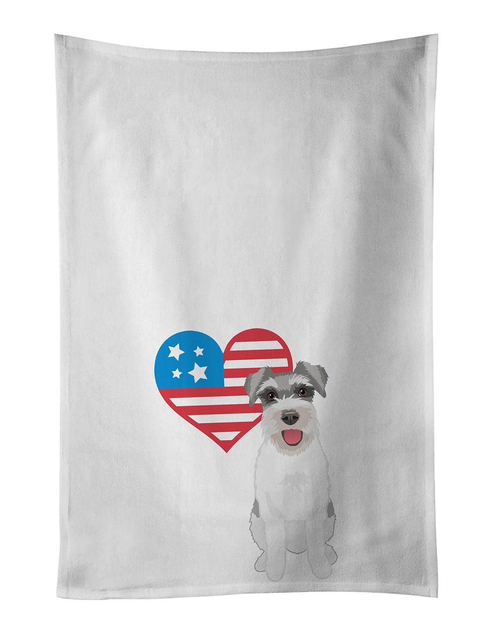 Buy this Schnauzer Salt and Pepper #3 Patriotic White Kitchen Towel Set of 2