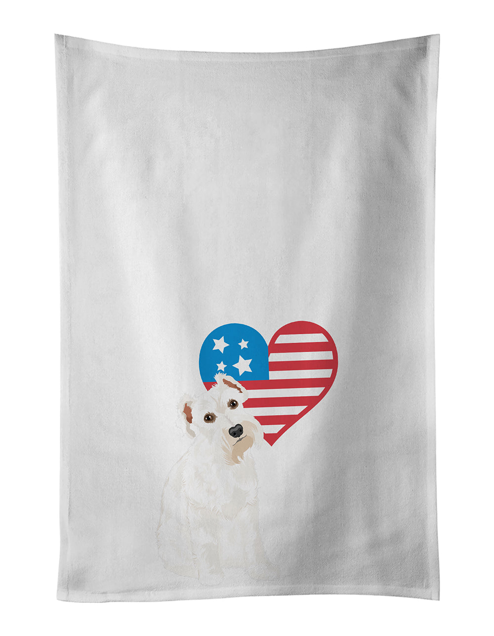 Buy this Schnauzer White #1 Patriotic White Kitchen Towel Set of 2