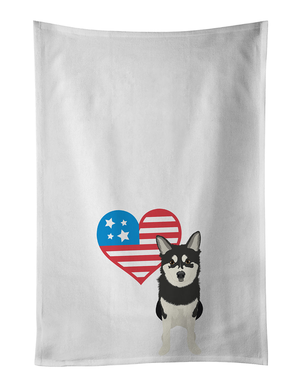 Buy this Shiba Inu Husky Mix Patriotic White Kitchen Towel Set of 2