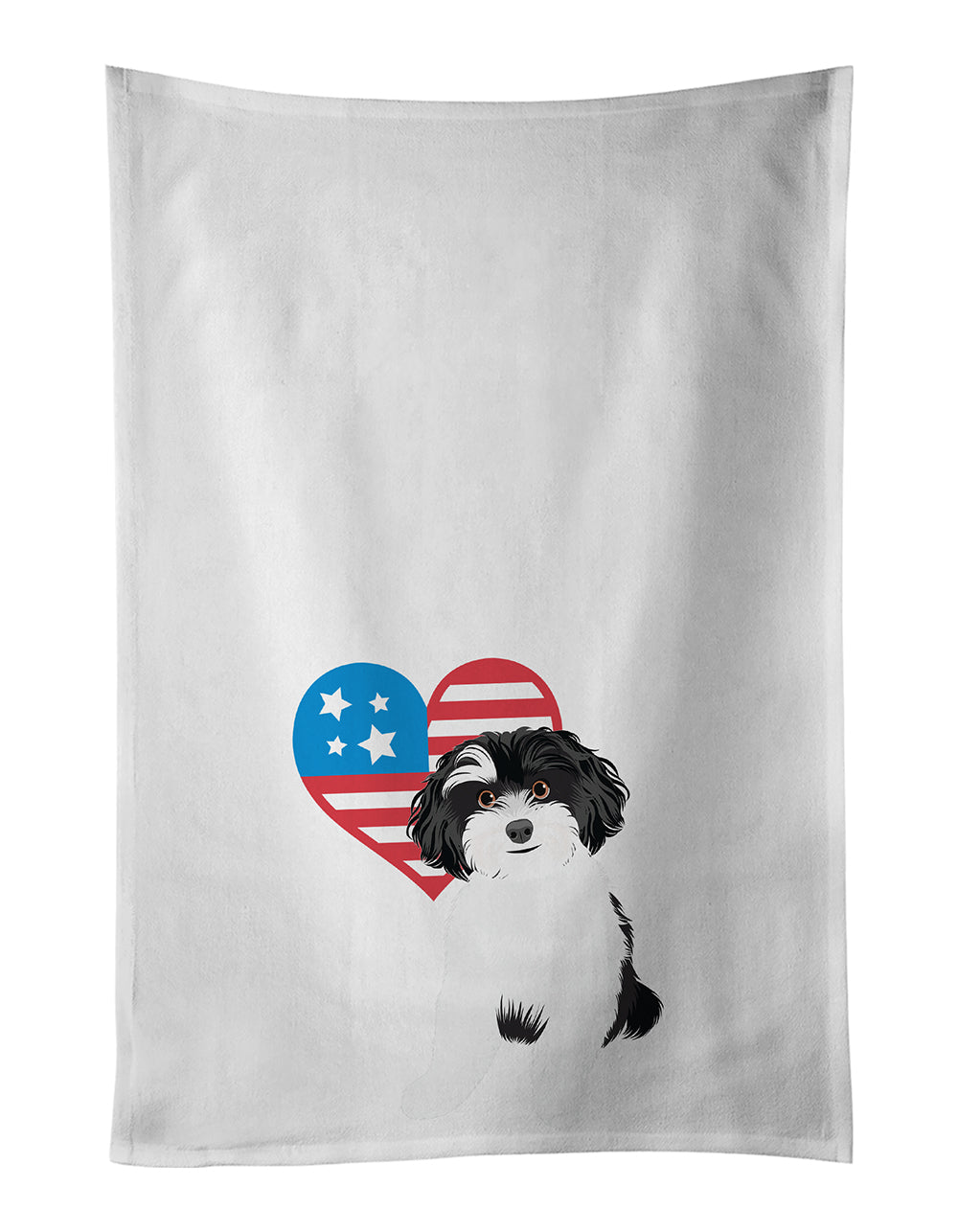 Buy this Shih-Tzu Black and White #1 Patriotic White Kitchen Towel Set of 2