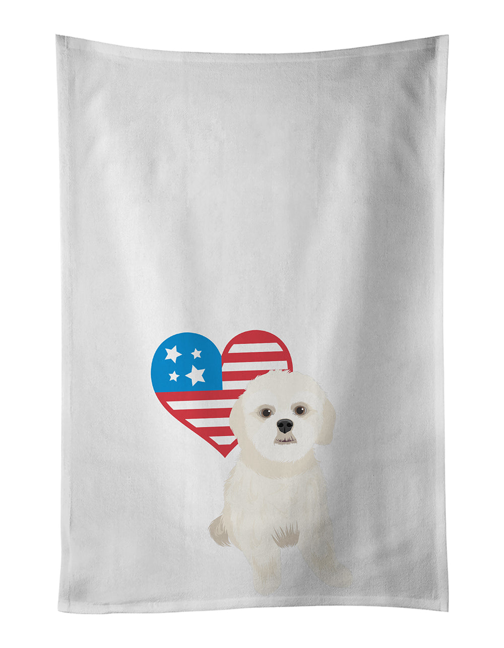 Buy this Shih-Tzu Gold #3 Patriotic White Kitchen Towel Set of 2