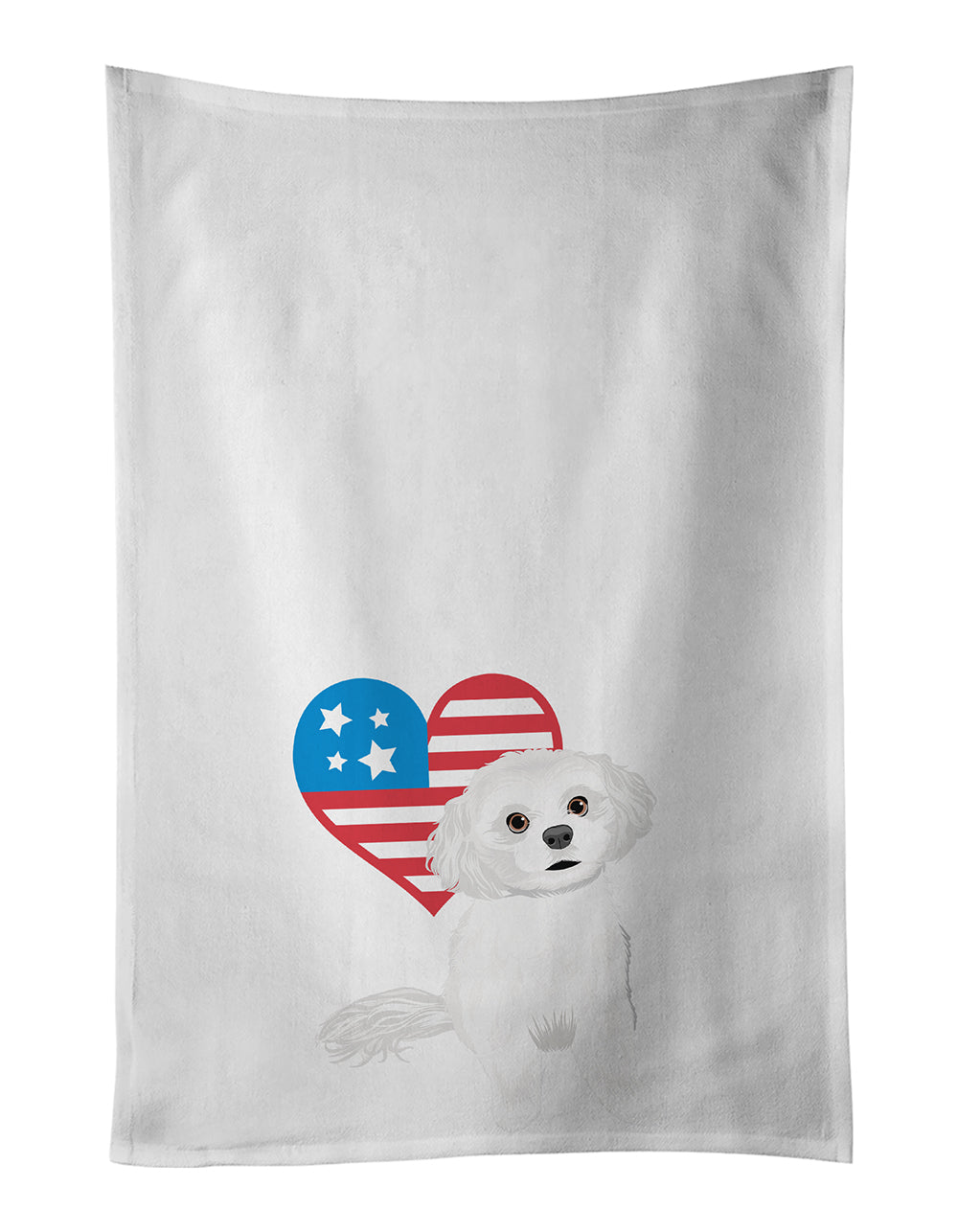 Buy this Shih-Tzu Silver and White #1 Patriotic White Kitchen Towel Set of 2