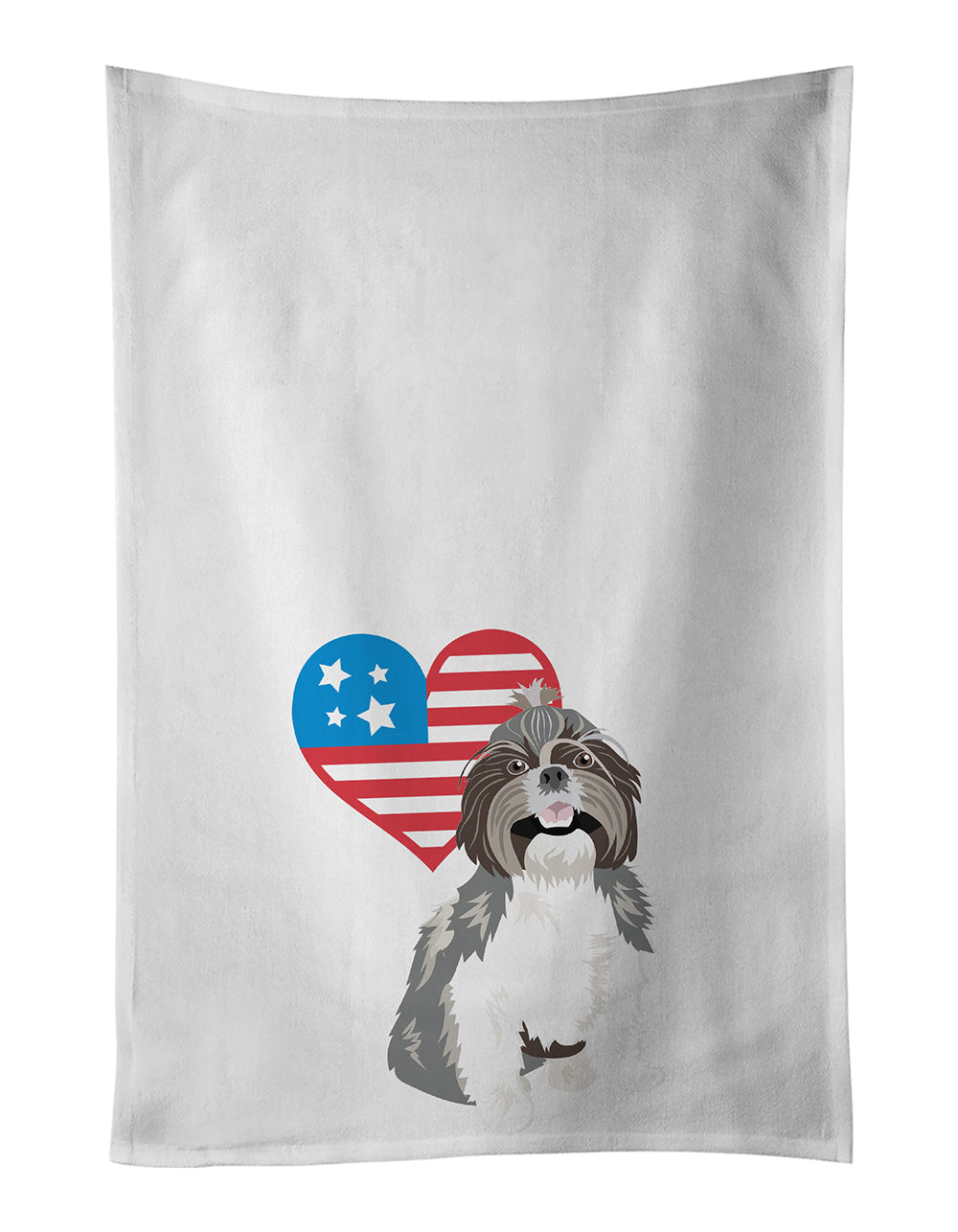 Buy this Shih-Tzu Silver and White #2 Patriotic White Kitchen Towel Set of 2