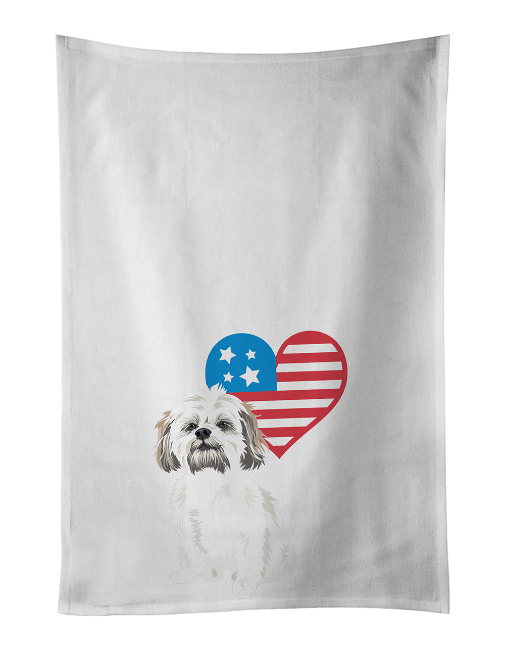 Buy this Shih-Tzu Silver Gold and White #1 Patriotic White Kitchen Towel Set of 2