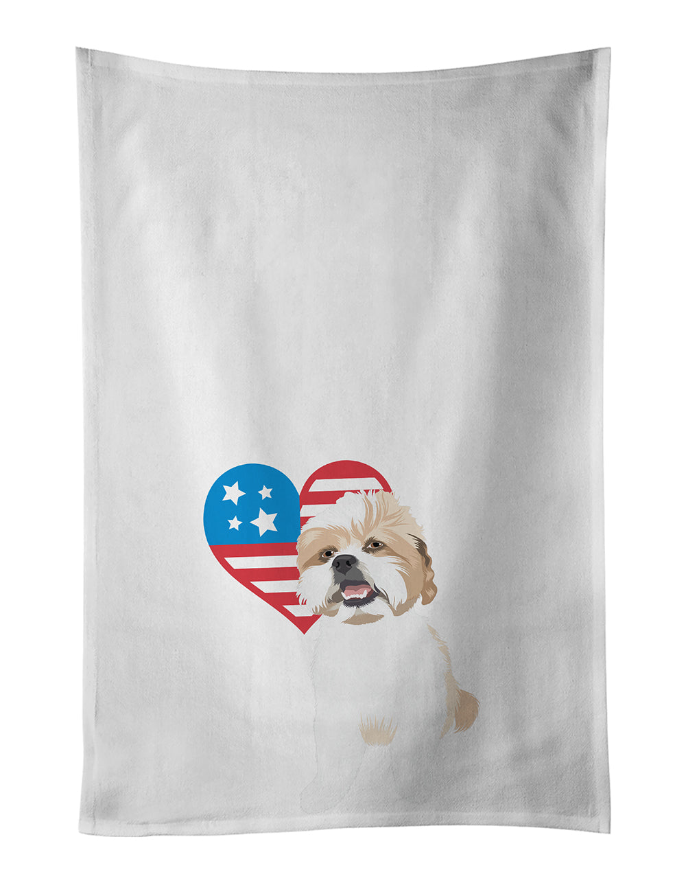 Buy this Shih-Tzu Silver Gold and White #2 Patriotic White Kitchen Towel Set of 2