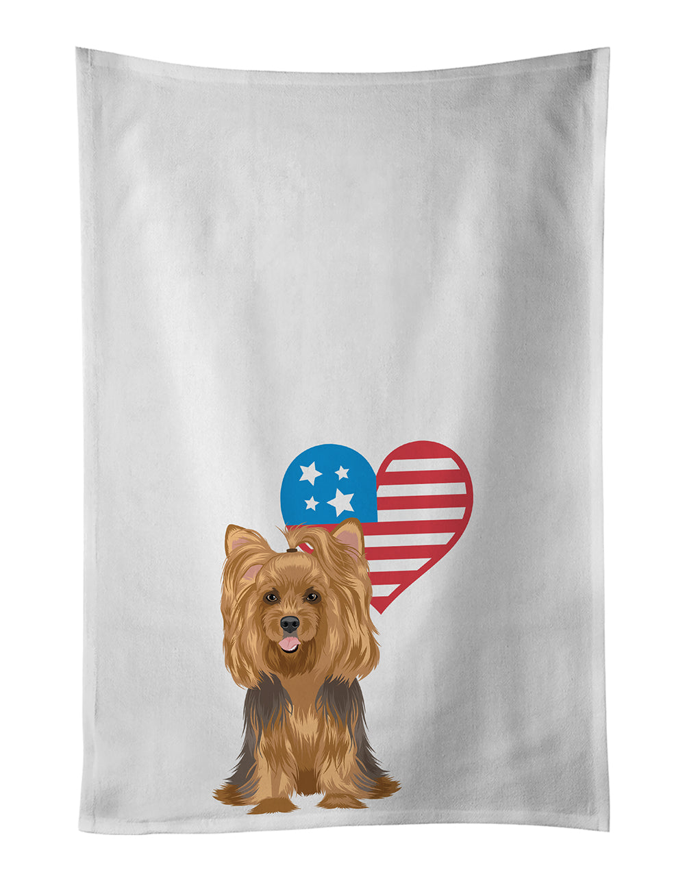 Buy this Yorkie Black and Gold #1 Patriotic White Kitchen Towel Set of 2