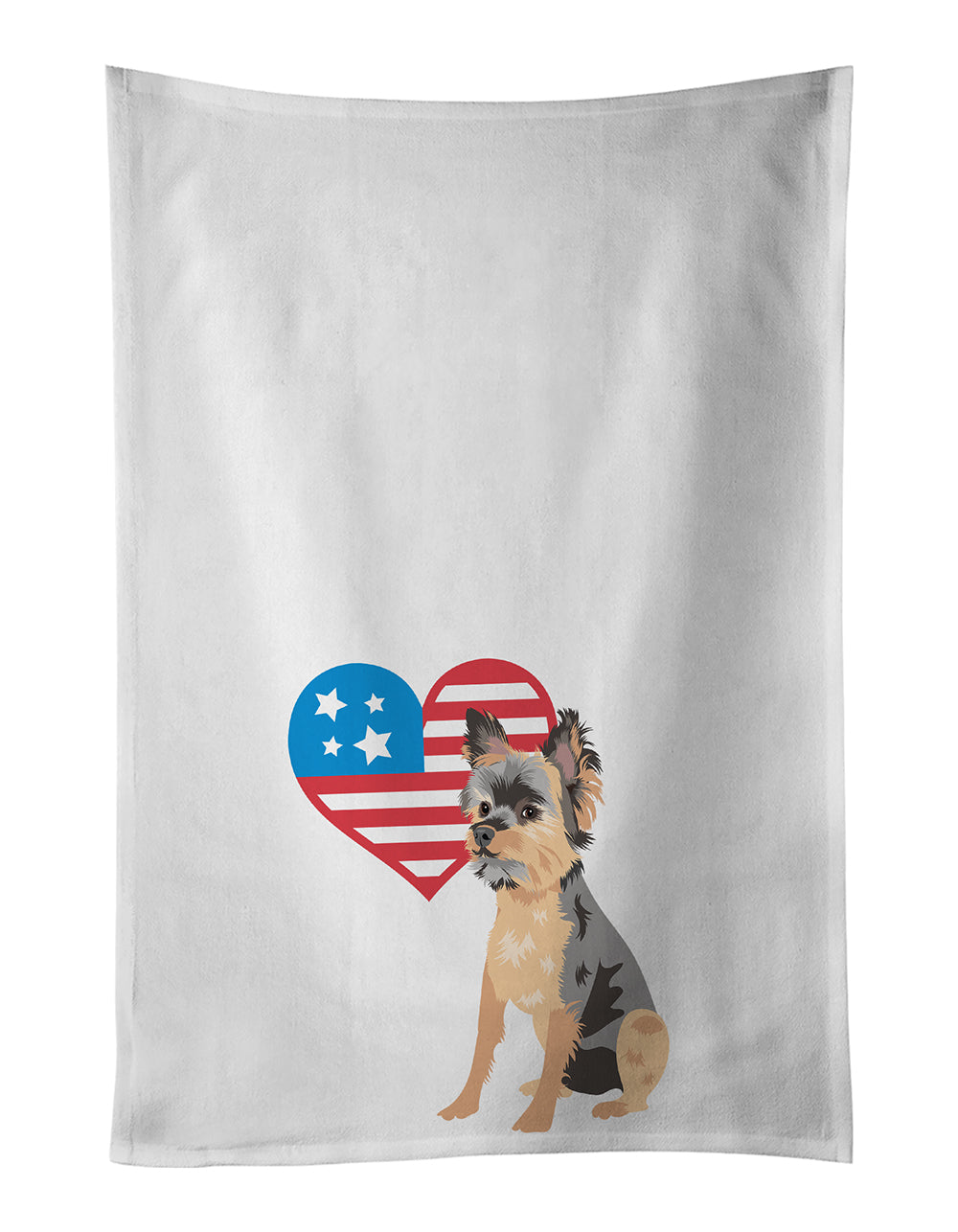 Buy this Yorkie Black and Gold #2 Patriotic White Kitchen Towel Set of 2
