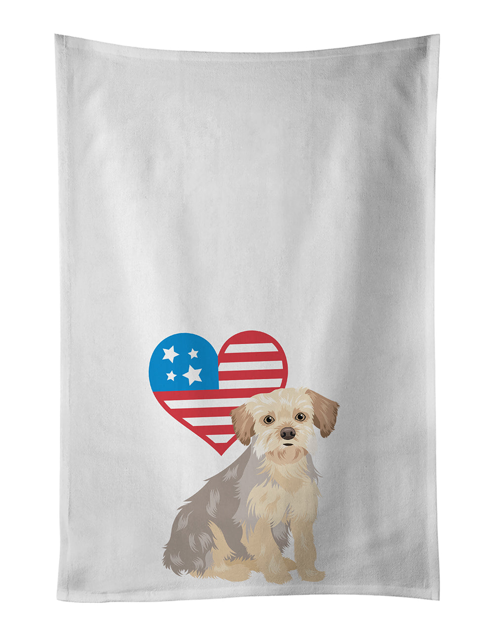 Buy this Yorkie Blue and Tan #1 Patriotic White Kitchen Towel Set of 2