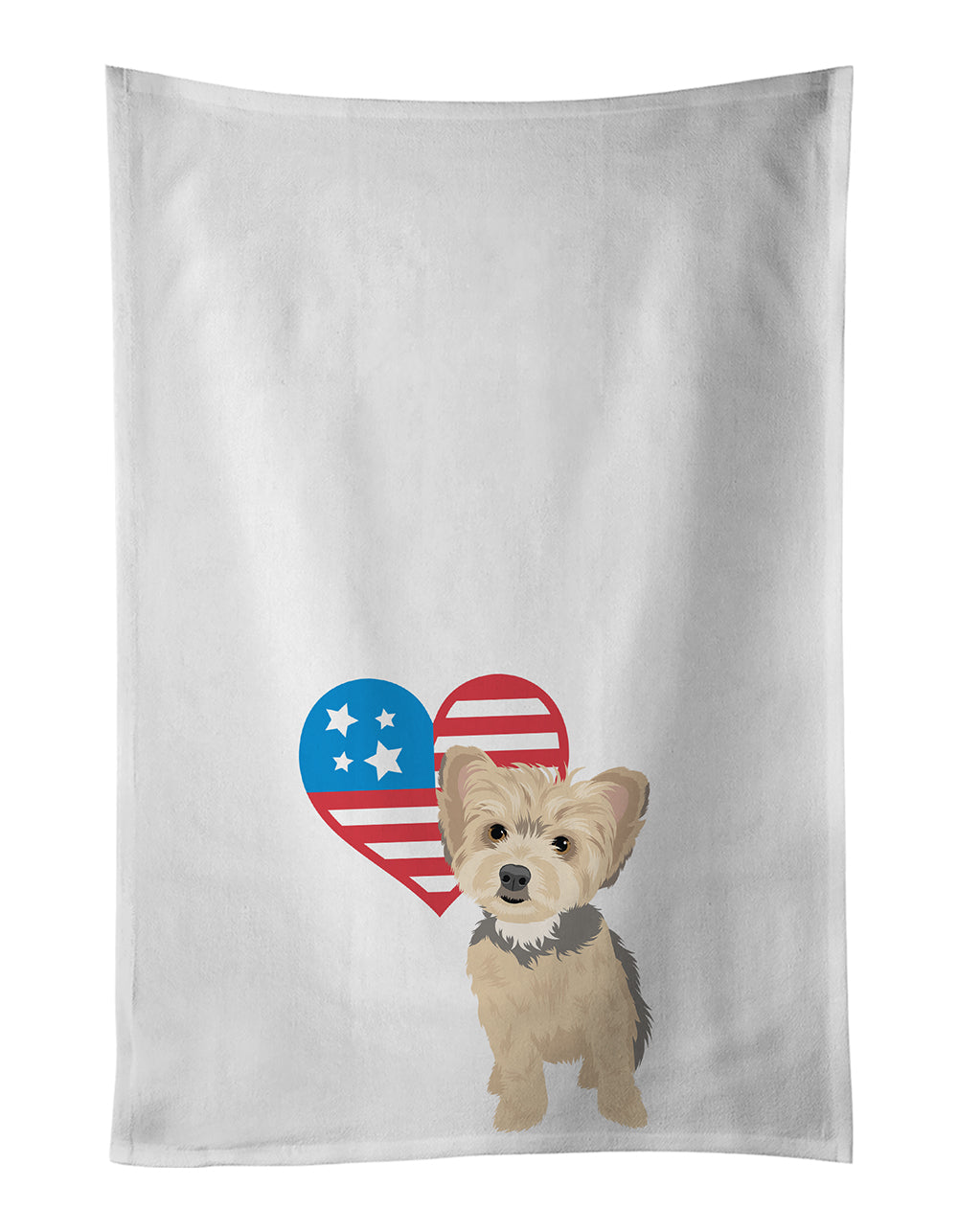 Buy this Yorkie Blue and Tan Puppy Patriotic White Kitchen Towel Set of 2