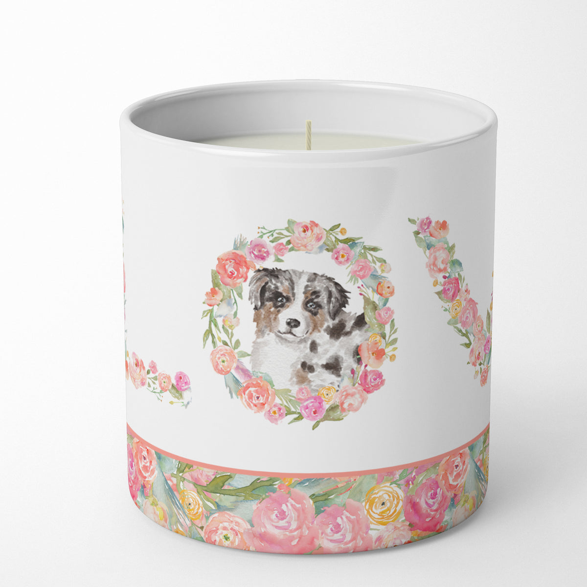 Buy this Australian Shepherd Blue Merle Puppy LOVE 10 oz Decorative Soy Candle