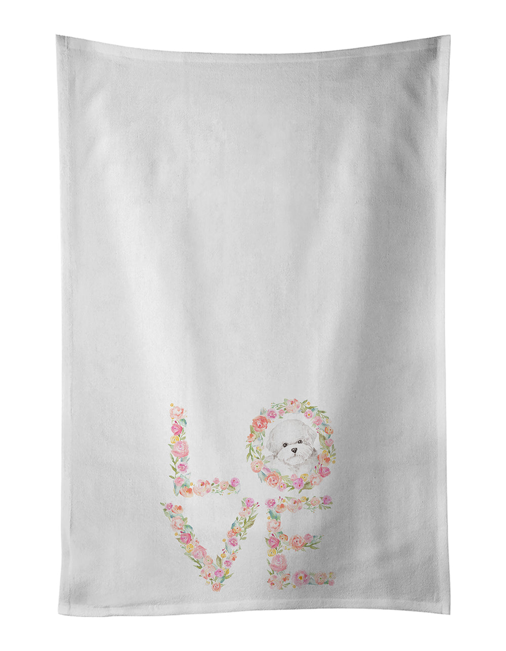 Buy this Bichon Frise #3 LOVE White Kitchen Towel Set of 2