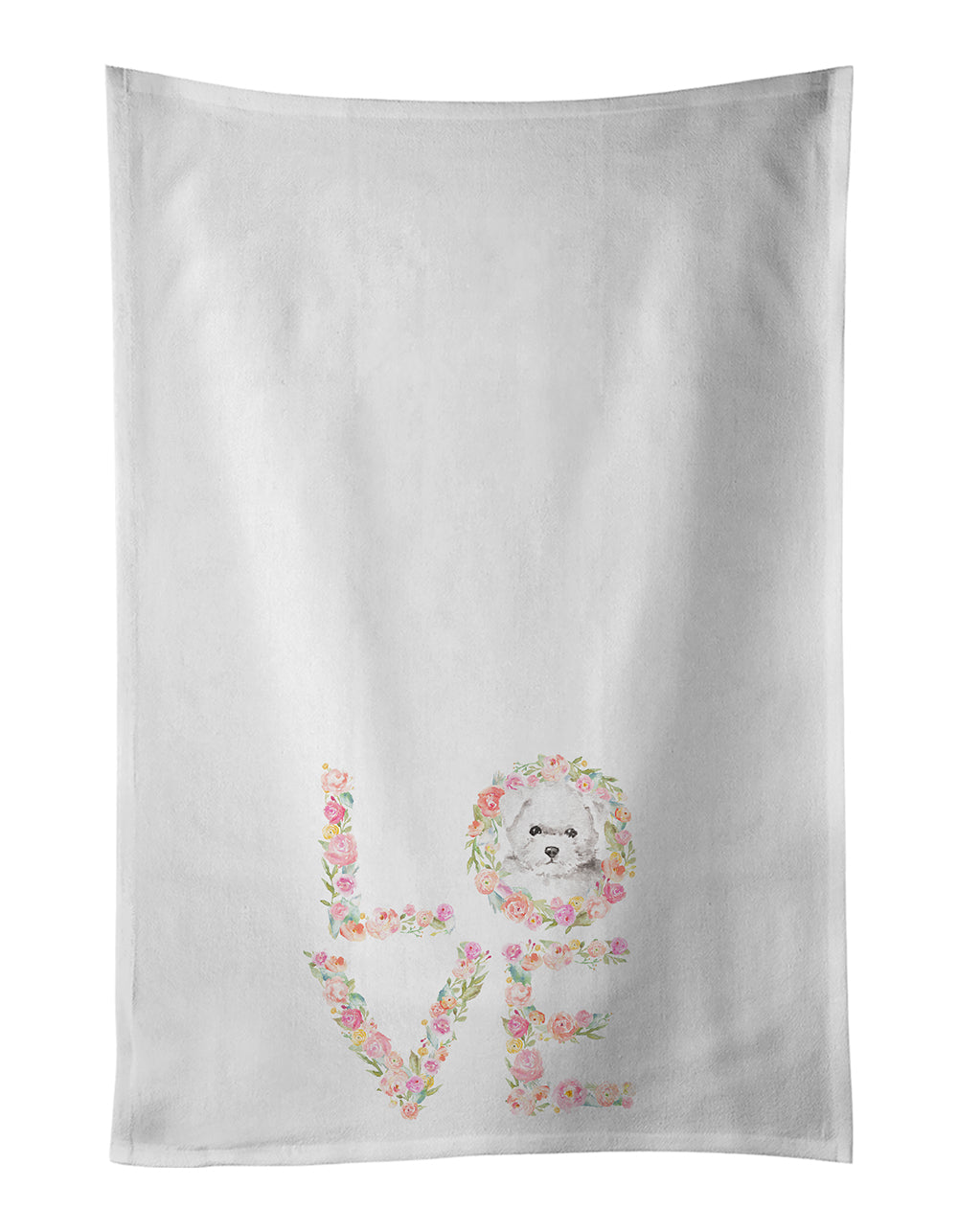 Buy this Bichon Frise #5 LOVE White Kitchen Towel Set of 2