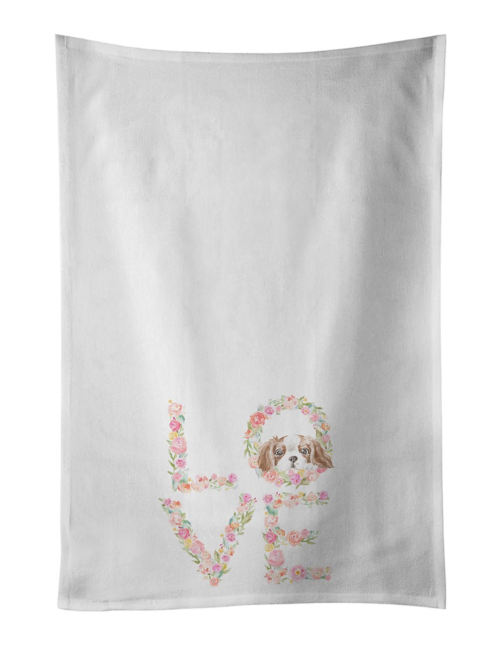 Buy this Cavalier Spaniel Blenheim Puppy LOVE White Kitchen Towel Set of 2
