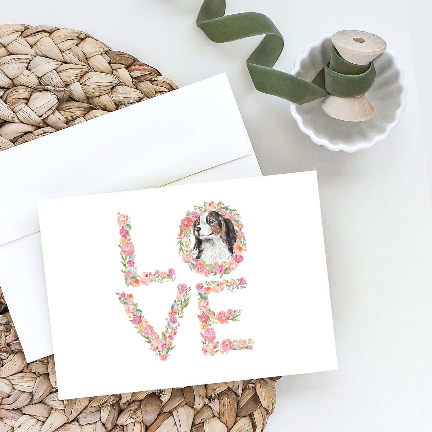 Cavalier Spaniel Tricolor LOVE Greeting Cards and Envelopes Pack of 8 - the-store.com