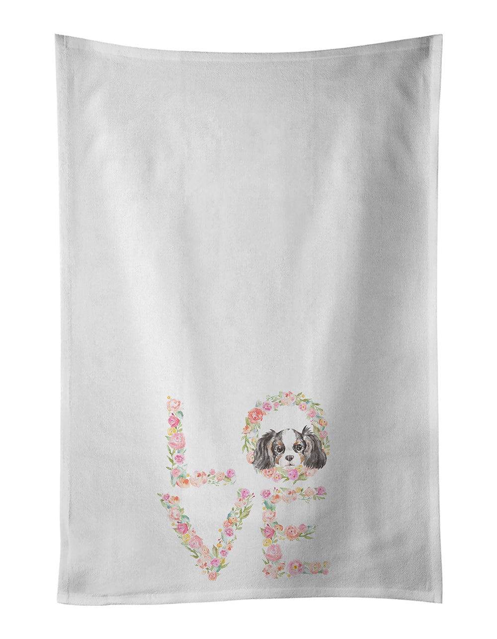 Buy this Cavalier Spaniel Tricolor Puppy LOVE White Kitchen Towel Set of 2