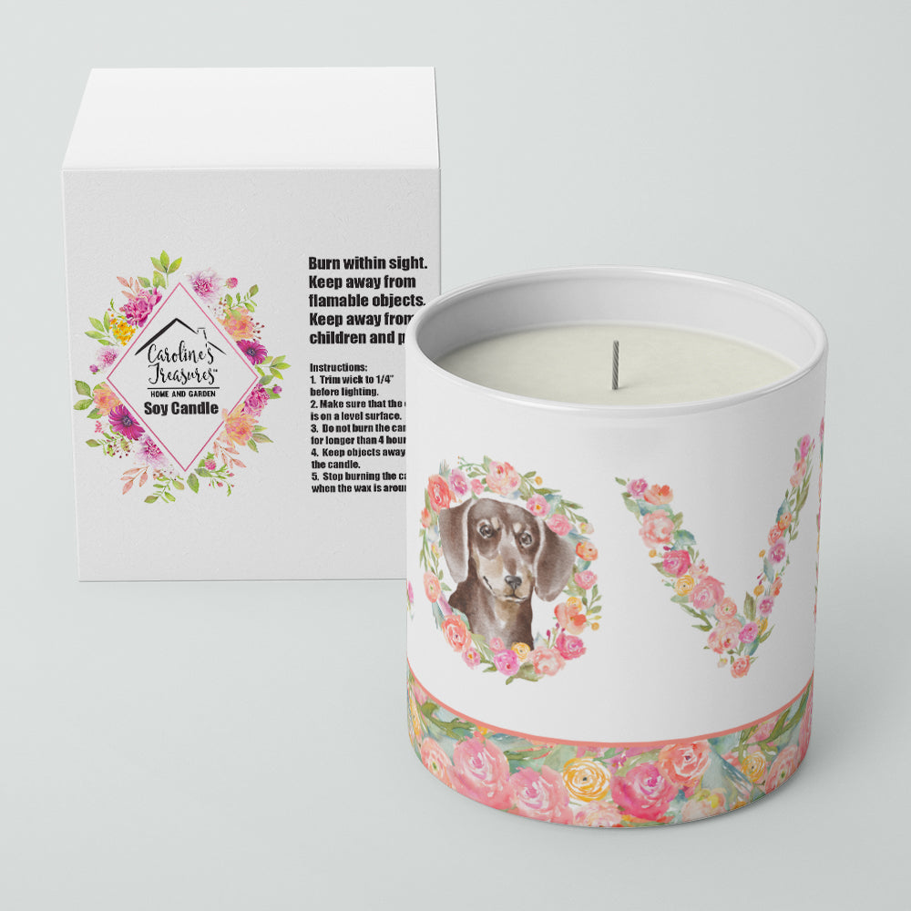 Dachshund Chocolate LOVE 10 oz Decorative Soy Candle - the-store.com
