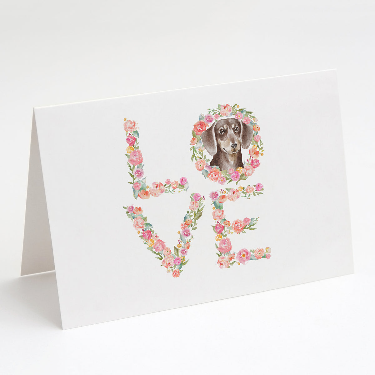 Caroline's Treasures Dachshund Chocolate LOVE Greeting Cards - Blank Note Cards – 8-Pack of Artist-Designed Cards with Envelopes